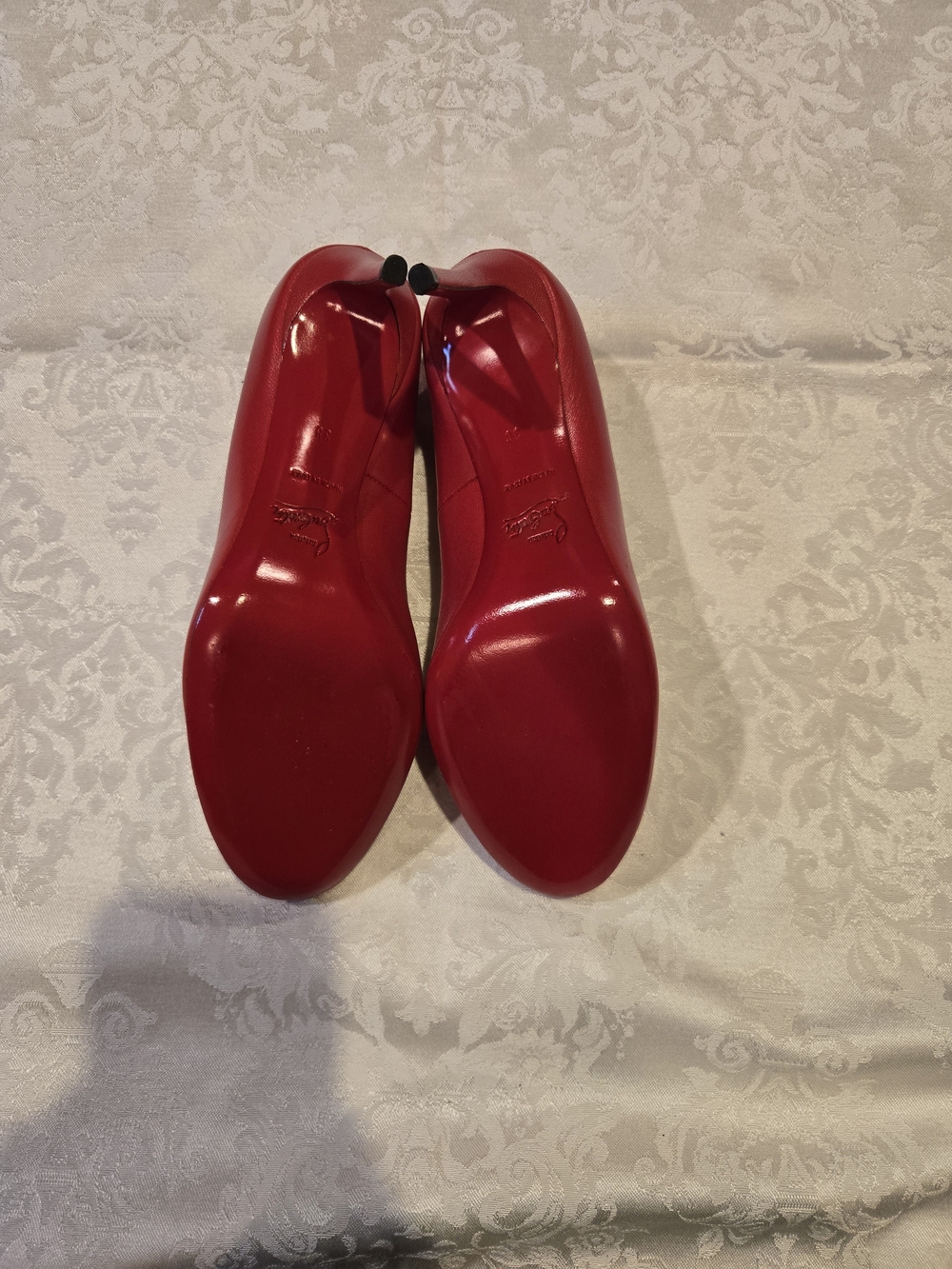 Christian Louboutin Red Leather Round-Toe Pumps - Picture 3 of 6